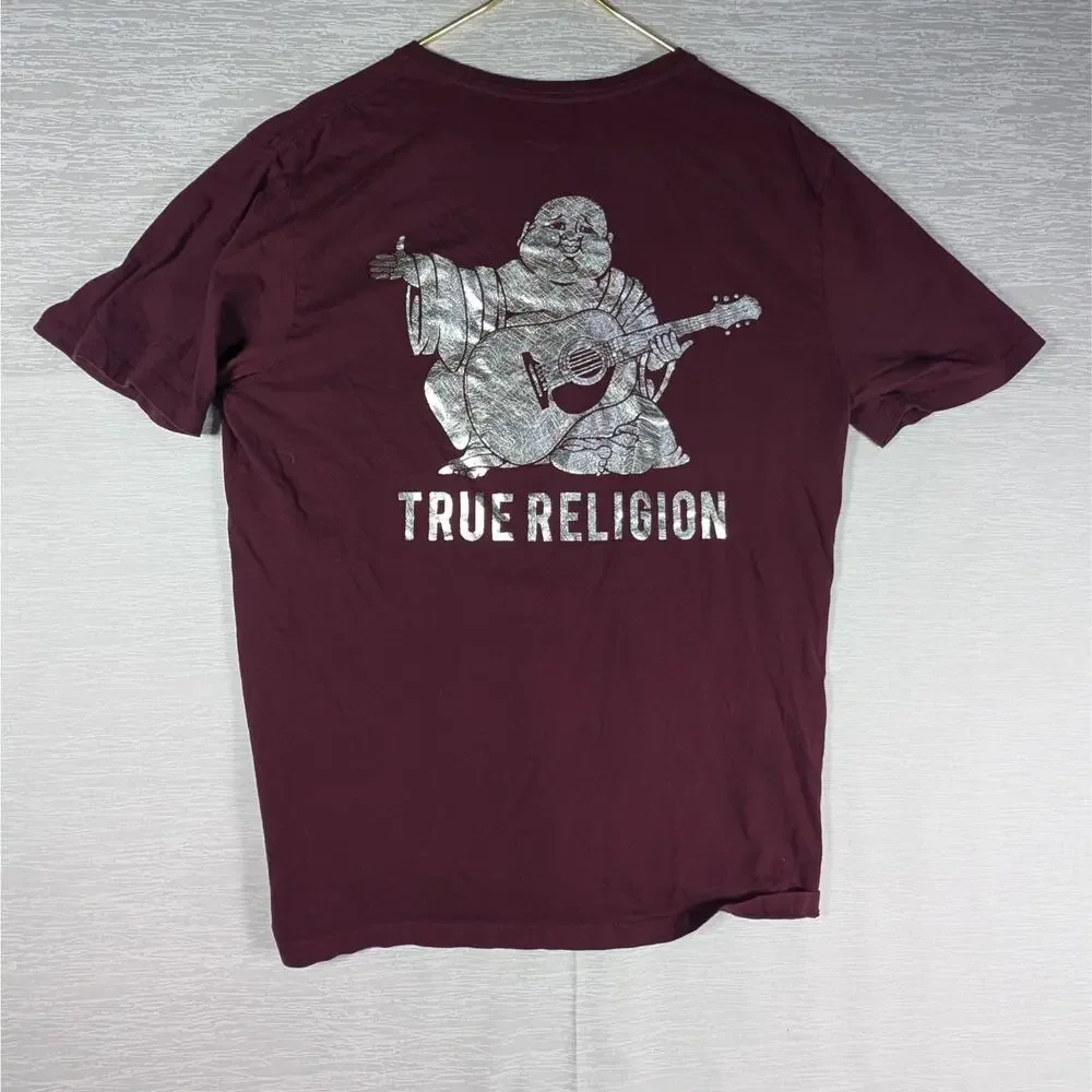 True Religion Tee Shirt Womens Extra Large Purple Big Logo Short Sleeve Top